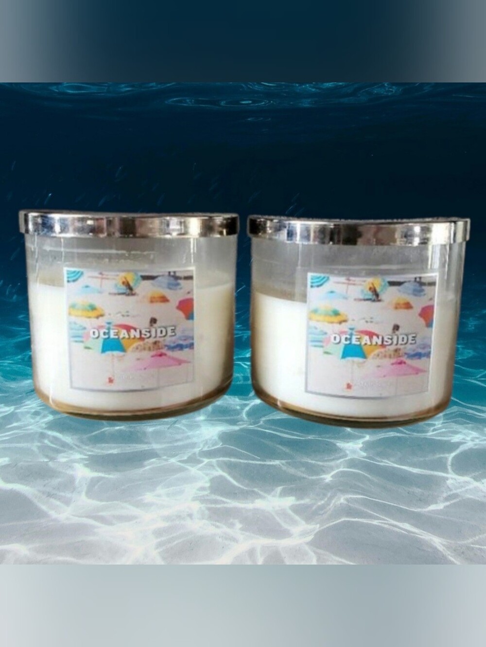 2 Slatkin & Co. Oceanside 3 Wick Jar Candle 14.5 oz Bath & Body Works
